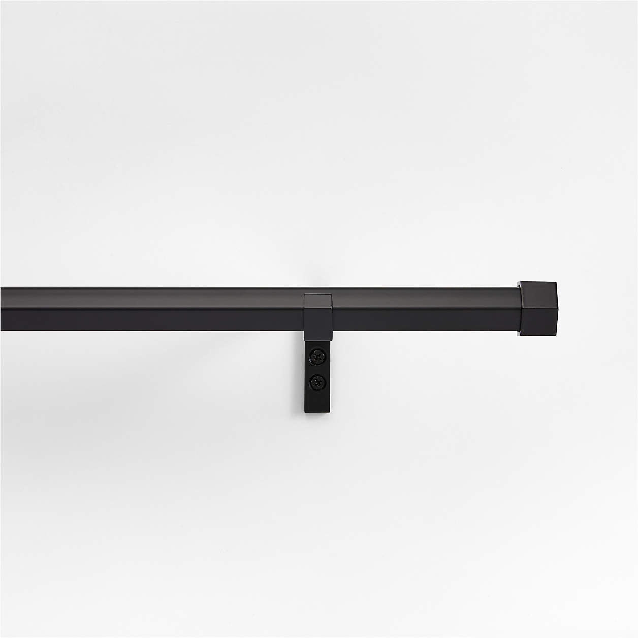 Black 1" Hexagonal Curtain Rod and End Cap Finials Set 120"-170"