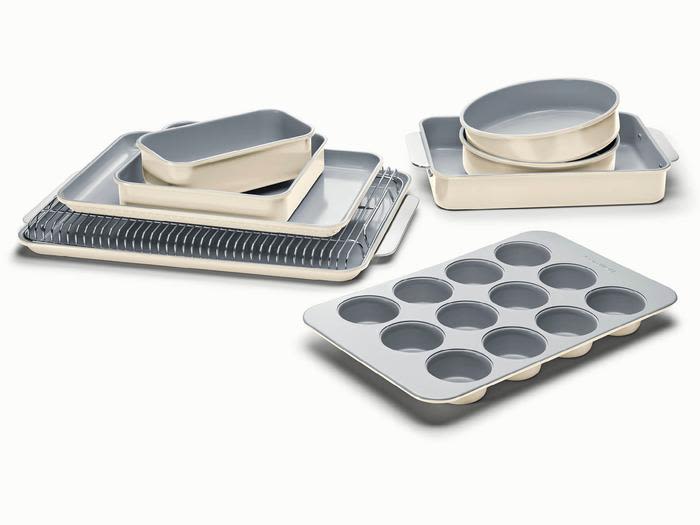 11 Piece Bakeware Set, Non-Stick & Non-Toxic Ceramic-Coating Baking Dishes - Cream