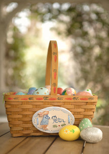 Hand-Painted Heirloom Custom Easter Basket in Blue