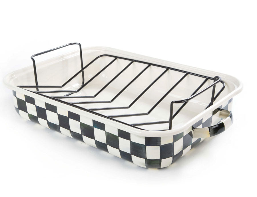 Courtly Check Enamel Roasting Pan with Rack