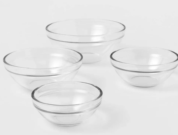 4pc Glass Prep Bowl Set Clear - Made By Design™