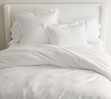 Belgian Flax Linen Duvet Cover in White