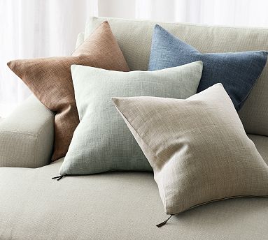Belgian Linen Throw Pillow - Bone with Down Feather Insert