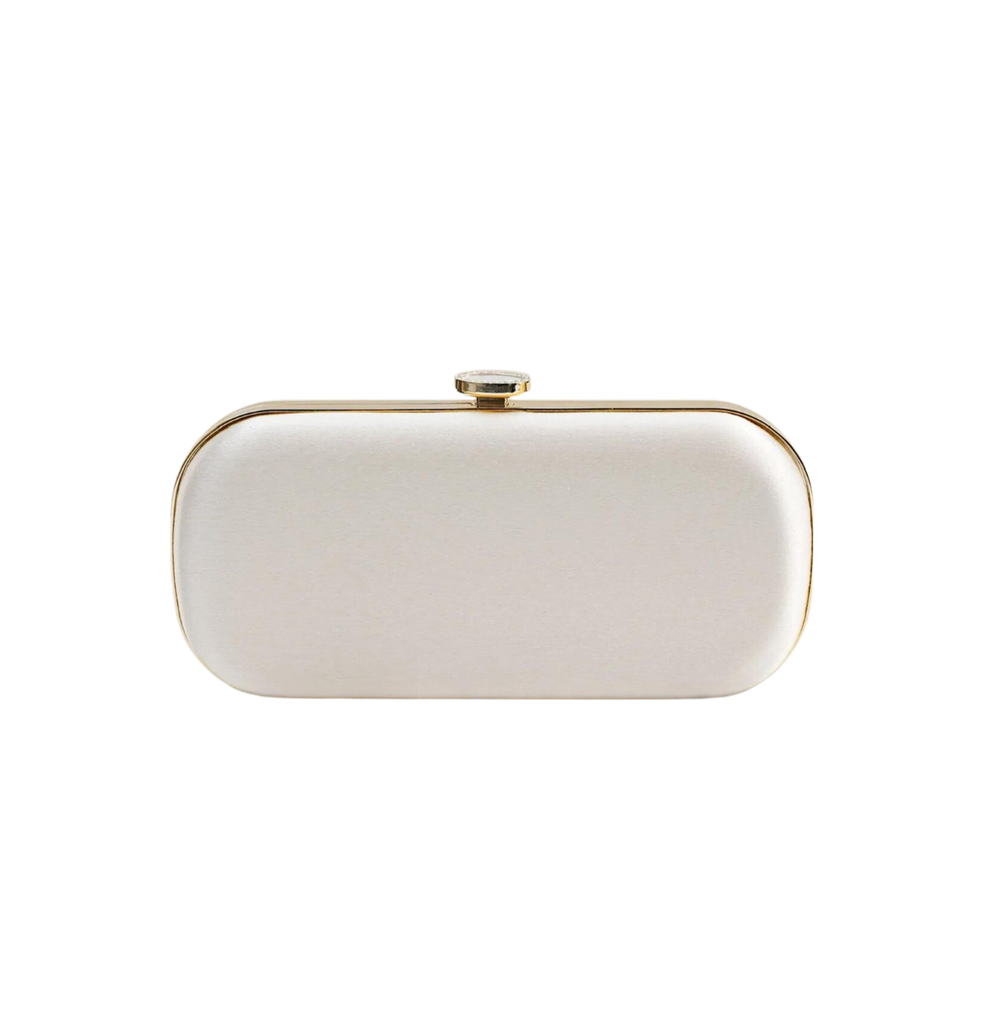 White satin clutch sales