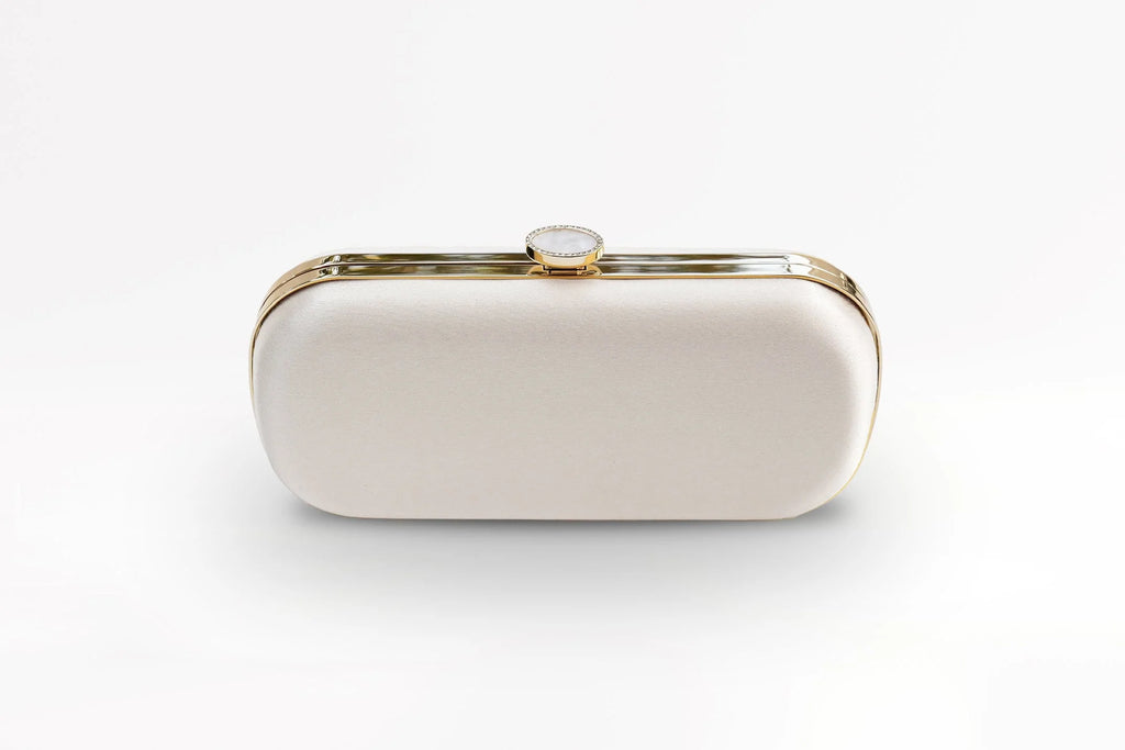 Ivory Satin Clutch | Bridal Purse | Couture Evening Bag Over The Moon