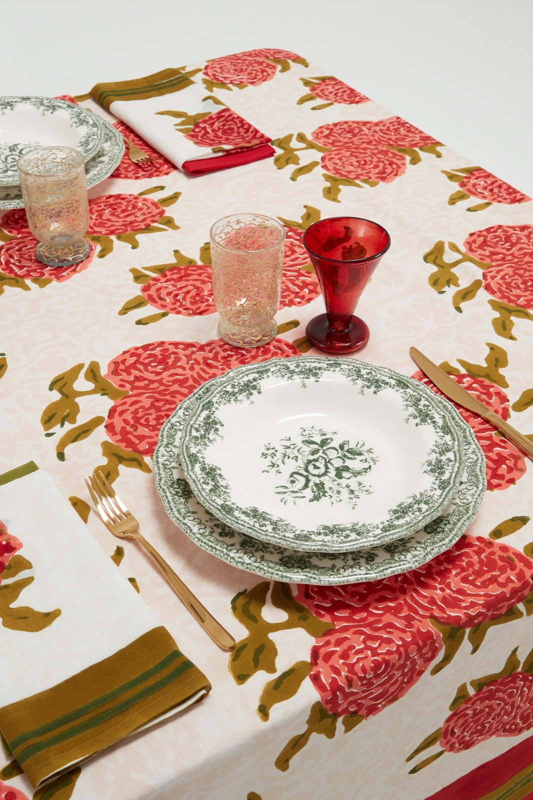 cotton cloth 220x220cm leopard bouquet red