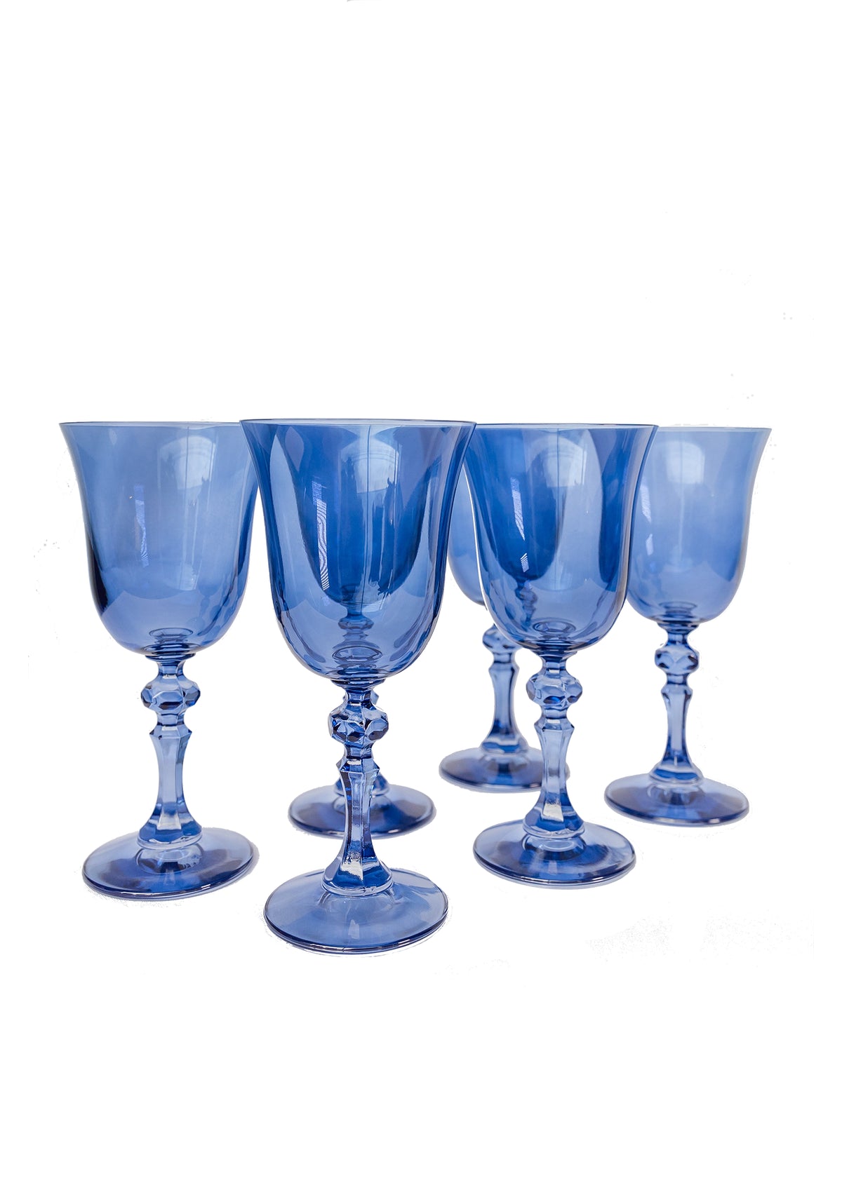 Estelle Colored Glass Champagne Flutes, Set of 6 - Cobalt Blue