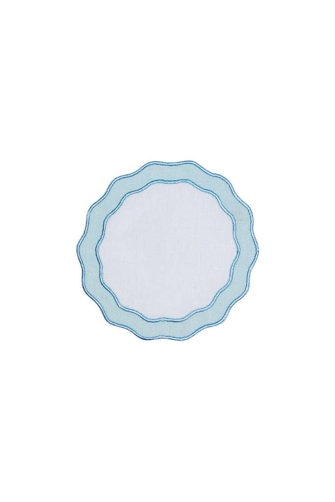 Blue on Blue Round Applique, Set of Four