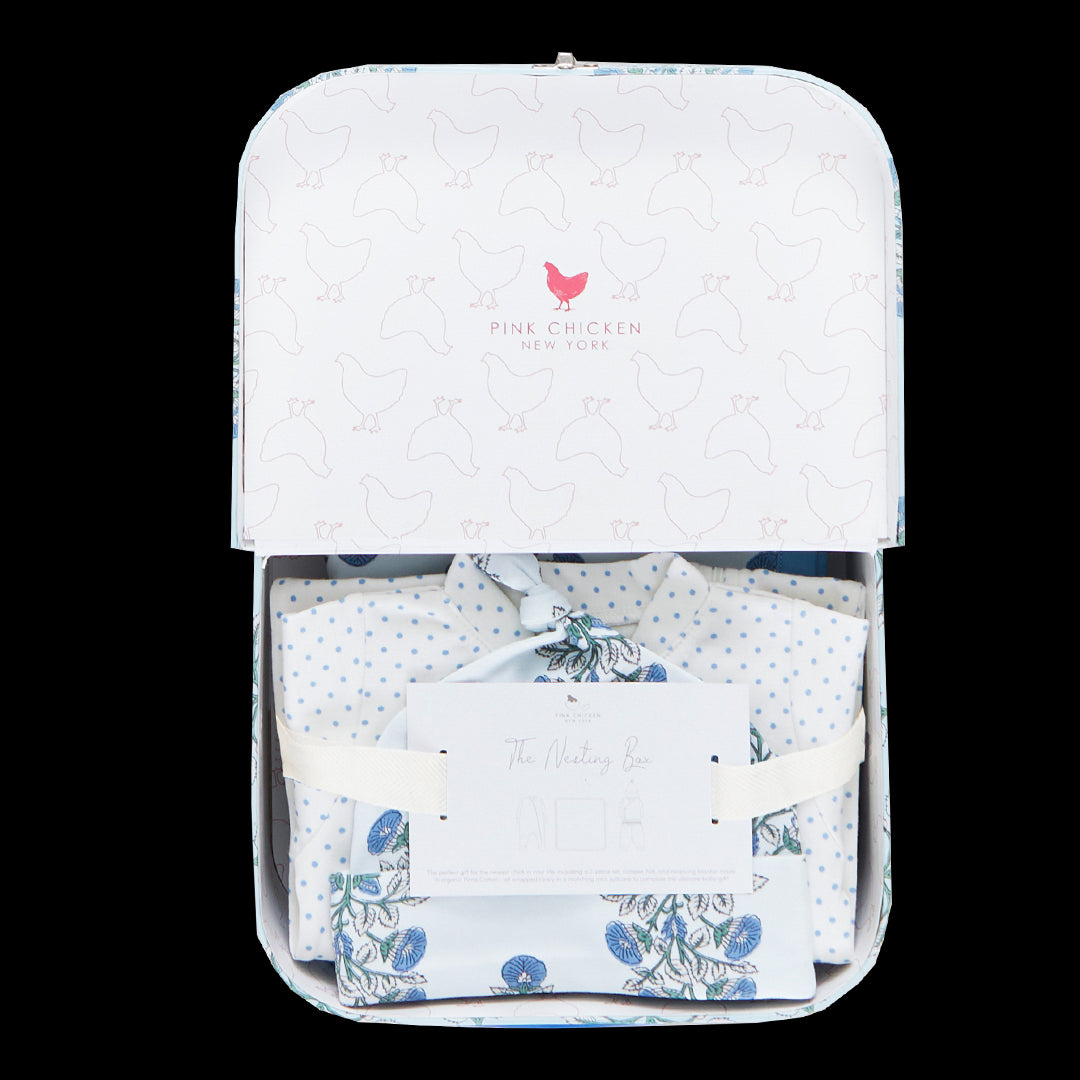Nesting Box in Blue Bouquet Floral