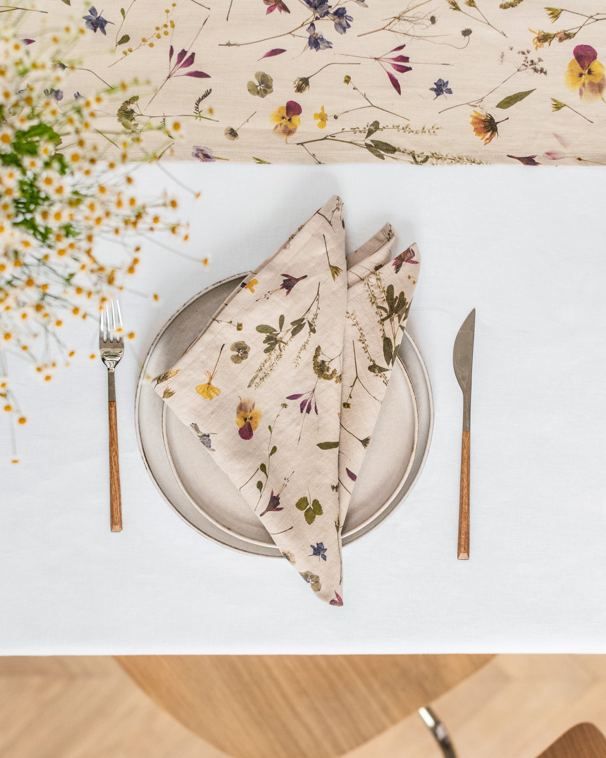 Botanical print linen napkin set of 2