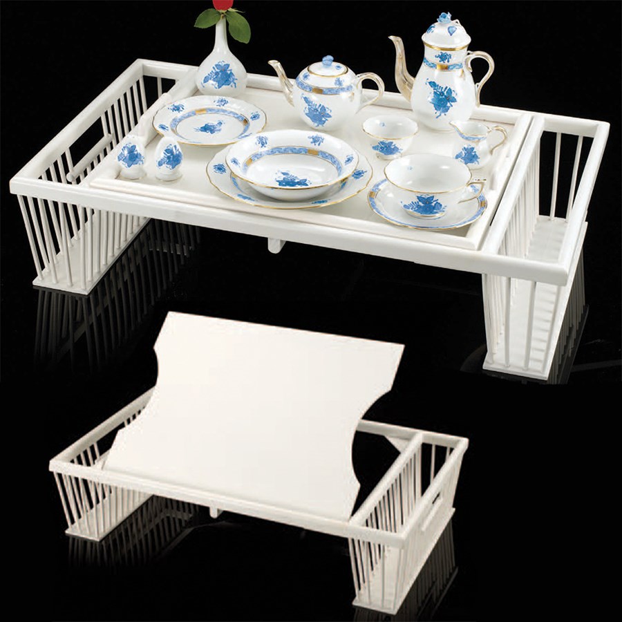 Breakfast Bed Tray with Reading Rack, White
