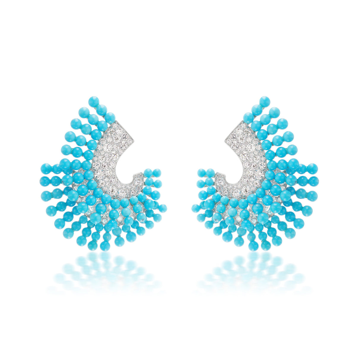 Turquoise & Diamond Confetti Plume Earrings
