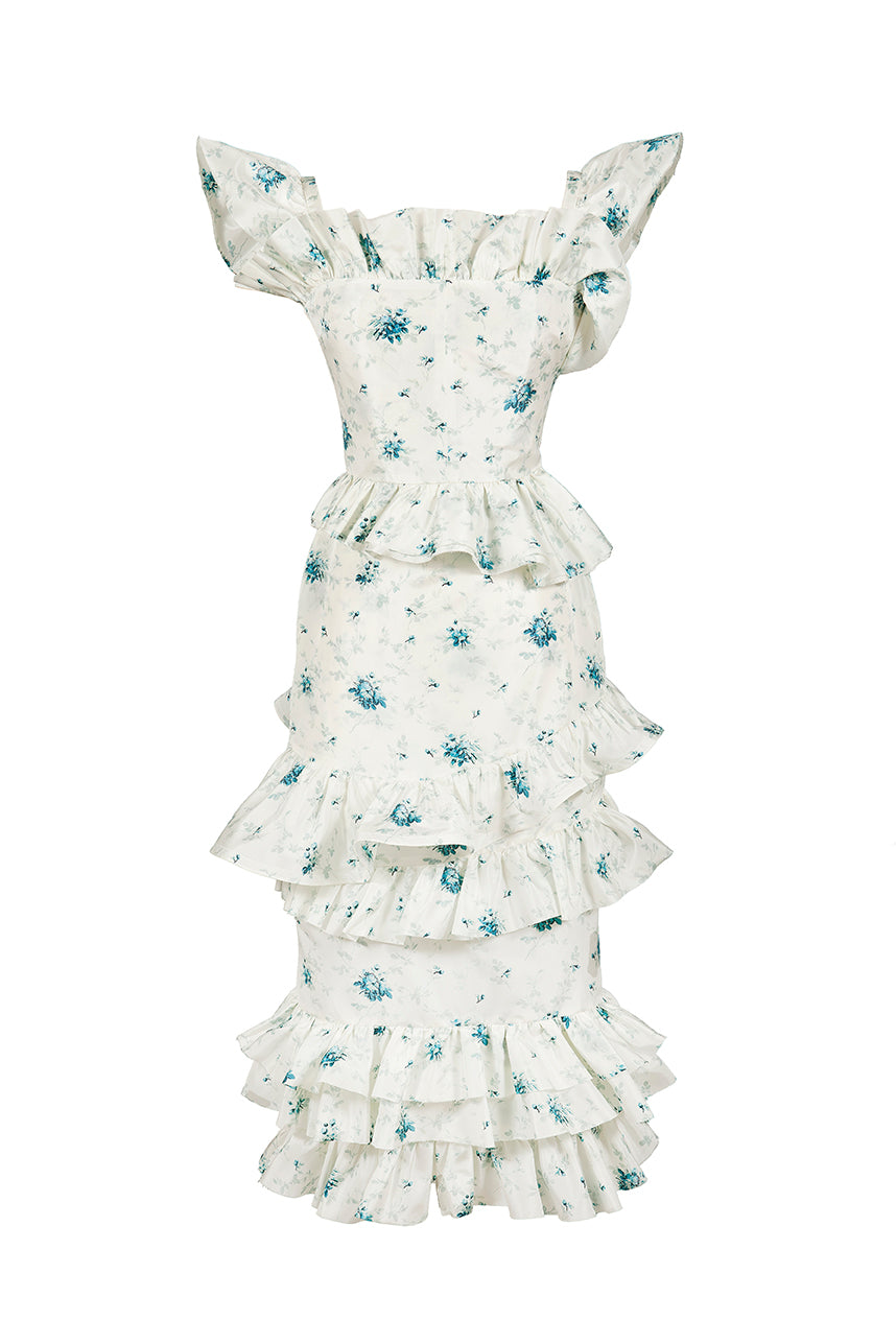 brock collection on over the moon daria cocktail dress in white floral taffeta