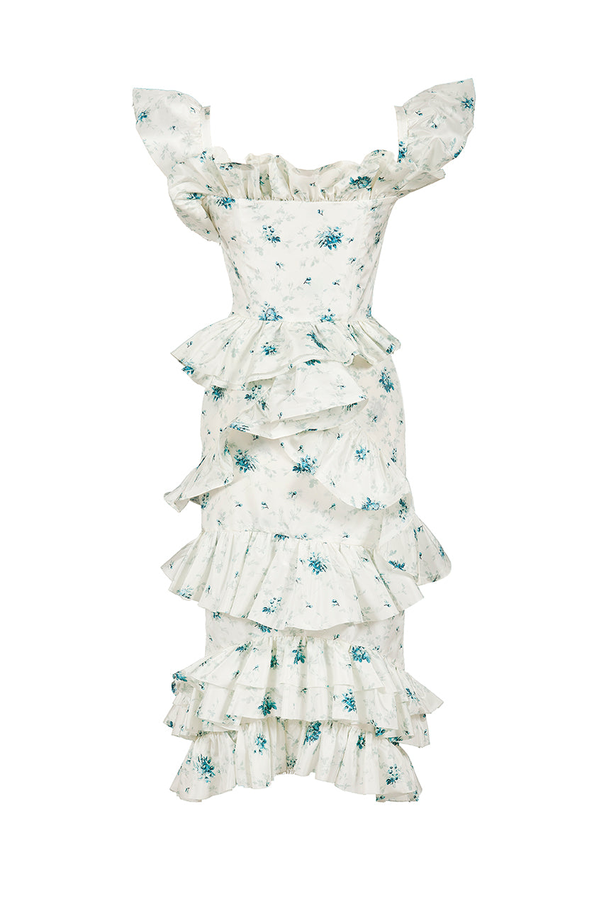 brock collection on over the moon daria cocktail dress in white floral taffeta