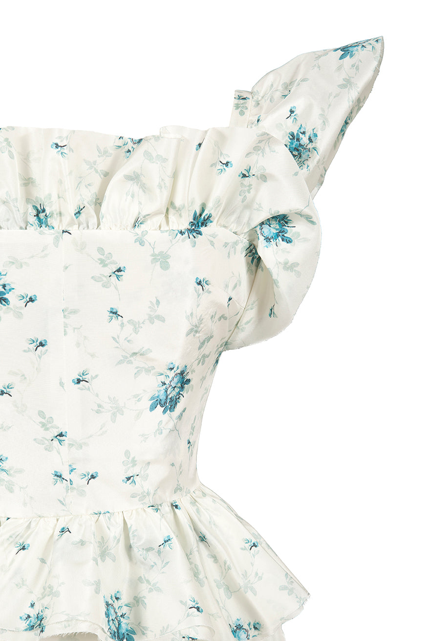 brock collection on over the moon daria cocktail dress in white floral taffeta