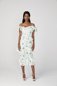 brock collection on over the moon daria cocktail dress in white floral taffeta
