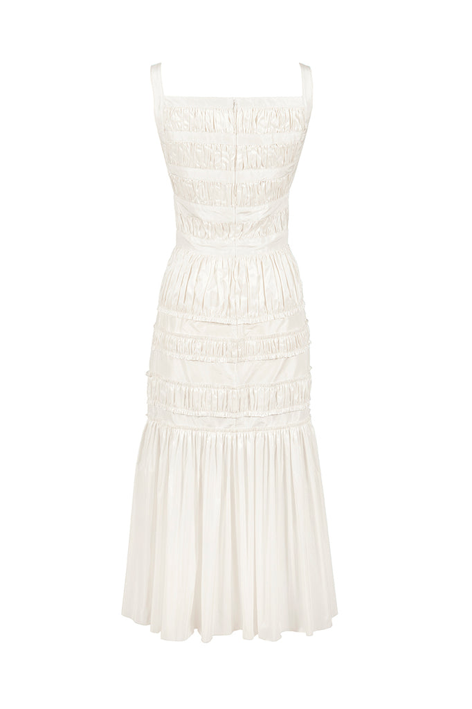 Brock Collection Devon Shirred Dress in White Taffeta | Over The Moon