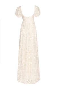 brock collection over the moon gloria puff-sleeve lace gown