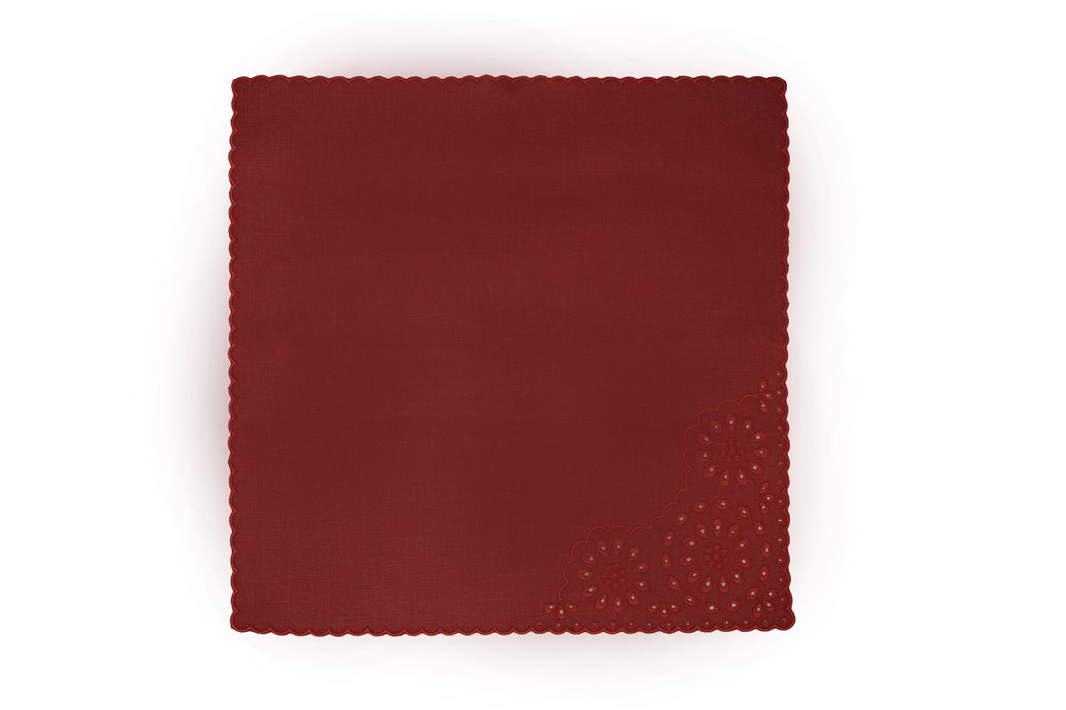 Burgundy Eyelet Dinner Napkins (4) Chefanie 