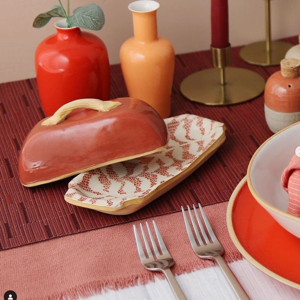 Covered Butter Dish in Opal Braid