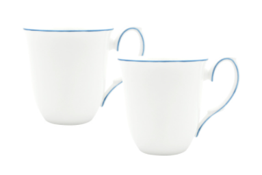 Amelie Set of Two Mugs with a Royal Blue Rim