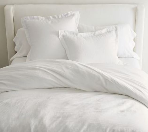 Belgian Flax Linen Duvet Cover California King (White)