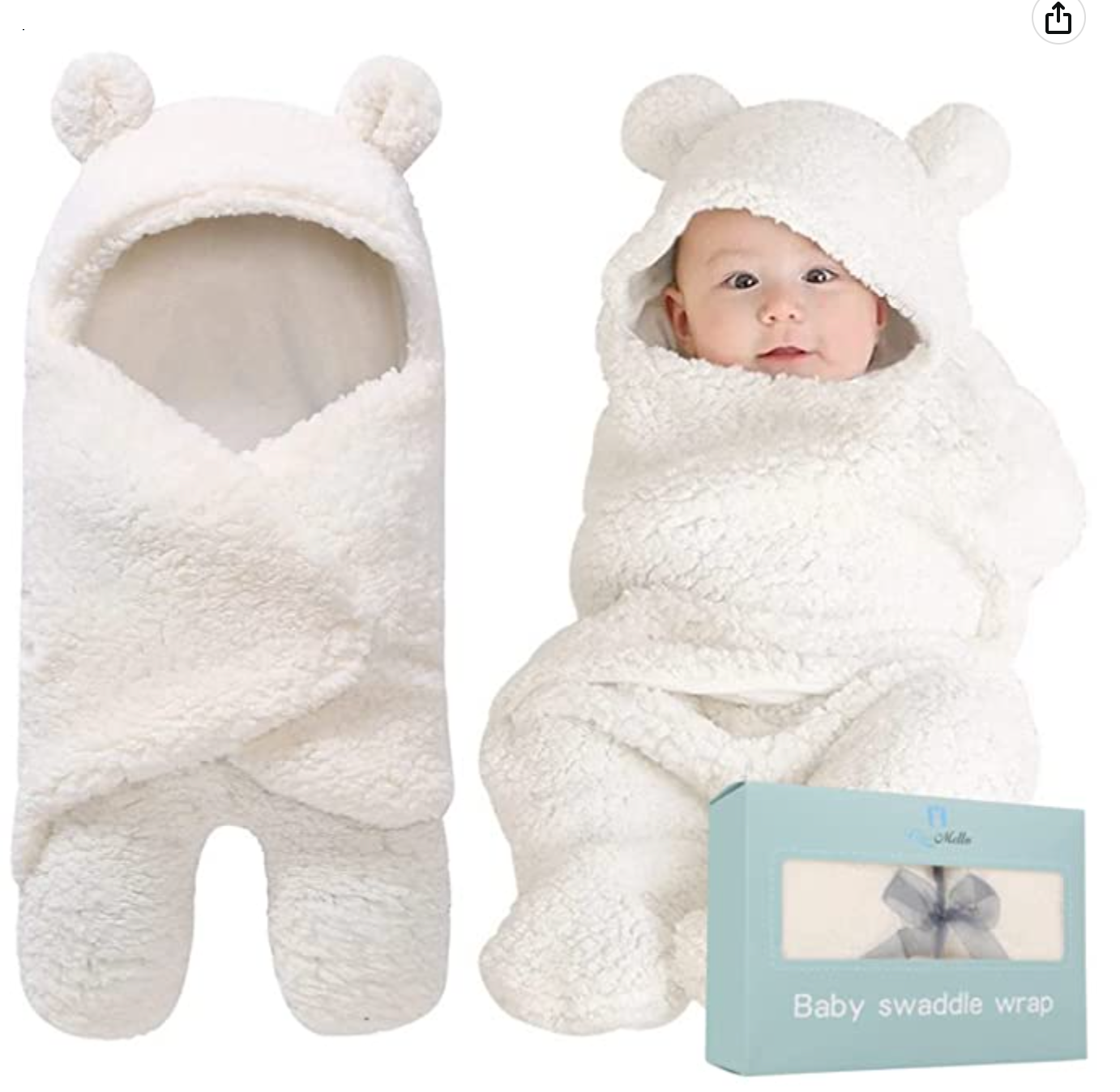 BlueMello Baby Swaddle Blanket | Ultra-Soft Plush Essential for Infants 0-6 Months | Receiving Swaddling Wrap White | Ideal Newborn Registry and Toddler Boy Accessories | Perfect Baby Girl Shower Gift