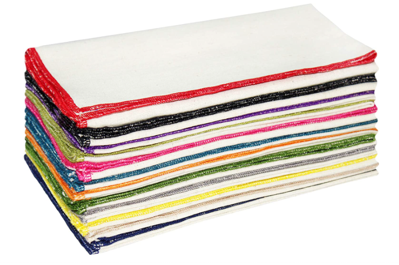 COTTON CRAFT Flax Linen Napkins - 12 Pack Multicolor