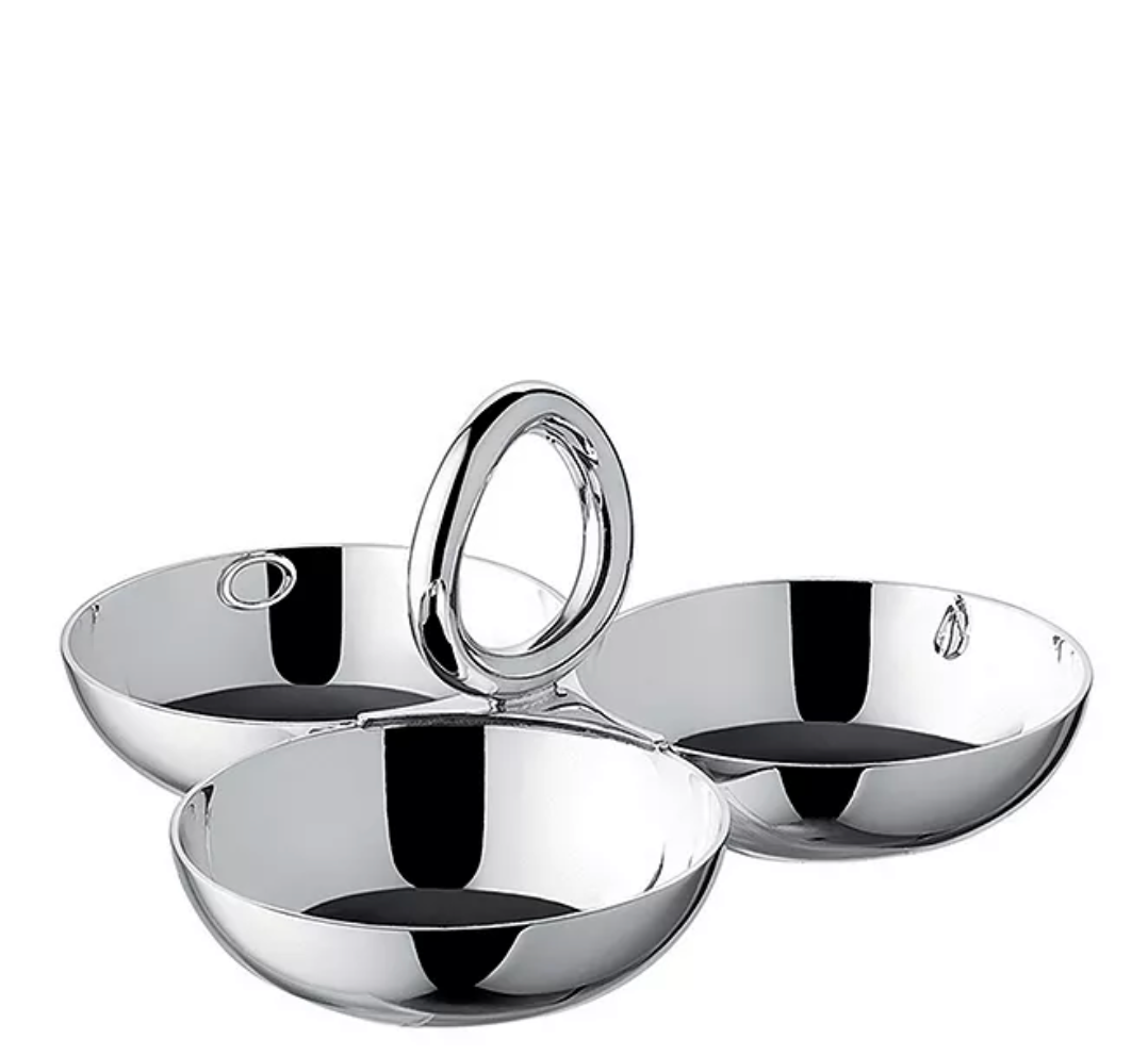Christofle Vertigo Small 3-Part Silver Appetizer Dish
