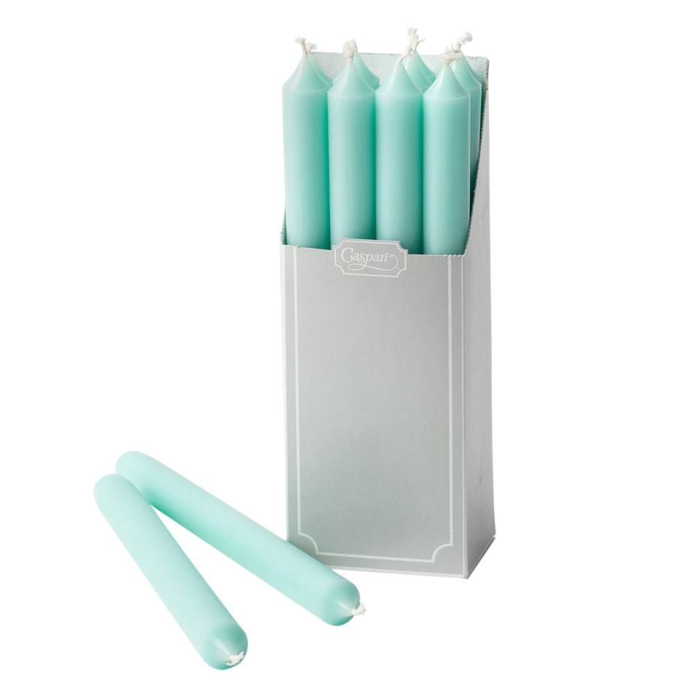 Straight Taper 10" Candles in Aqua, Set of 12