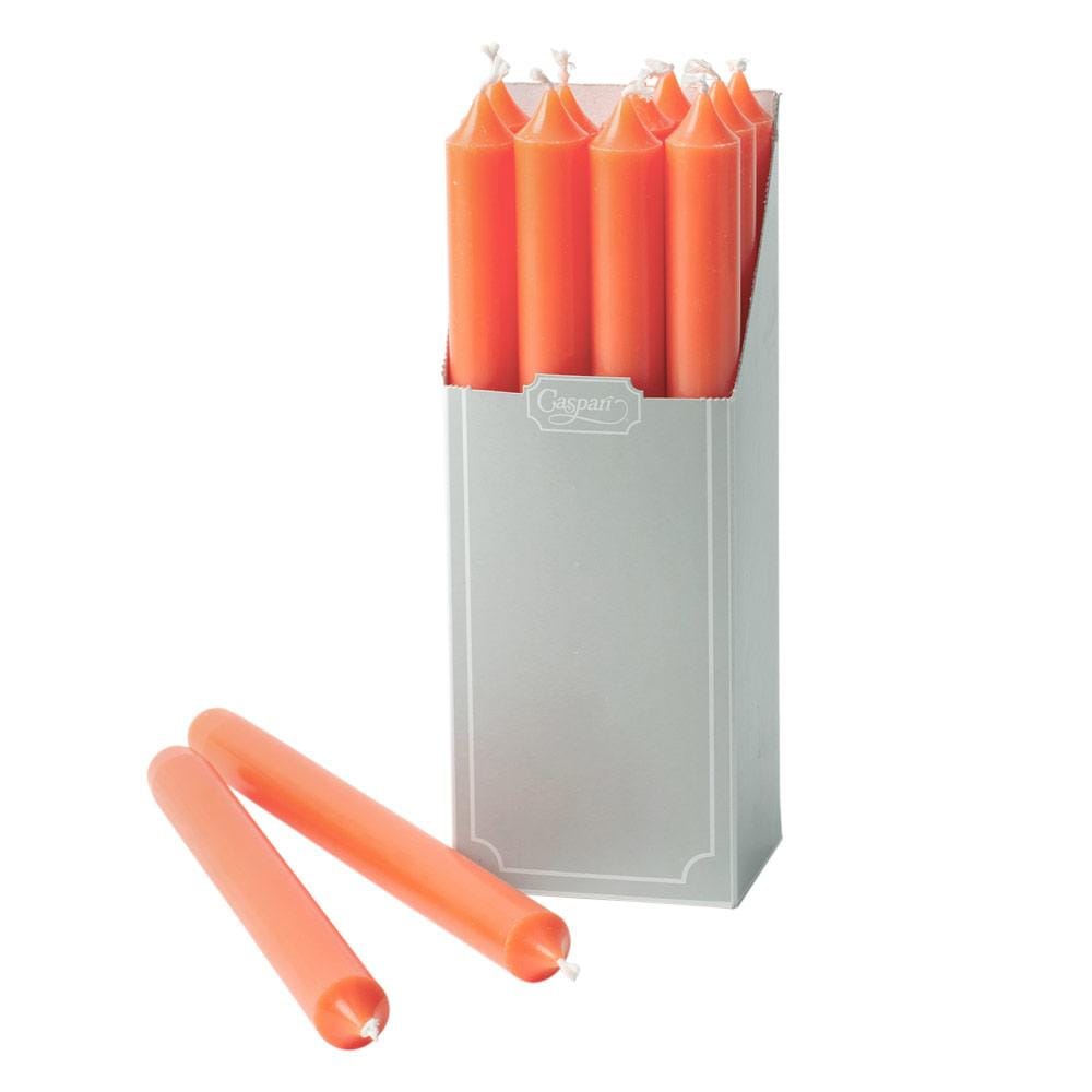 Straight Taper 10" Candles in Orange, Set of 12