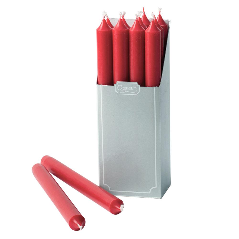 Straight Taper 10" Candles in Red, Set of 12