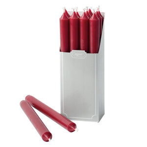 Straight Taper 10" Candles in Cranberry, Set of 12
