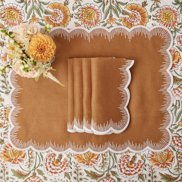 Caramel Isabella Linen Placemats (Set of 4)