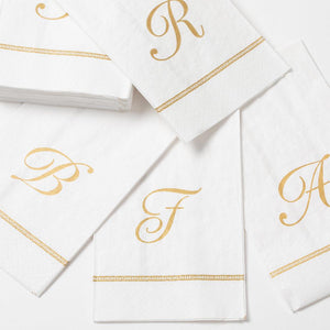 Hemstitch Script Single Initial Paper Guest Towel Napkins