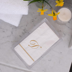 Hemstitch Script Single Initial Paper Guest Towel Napkins