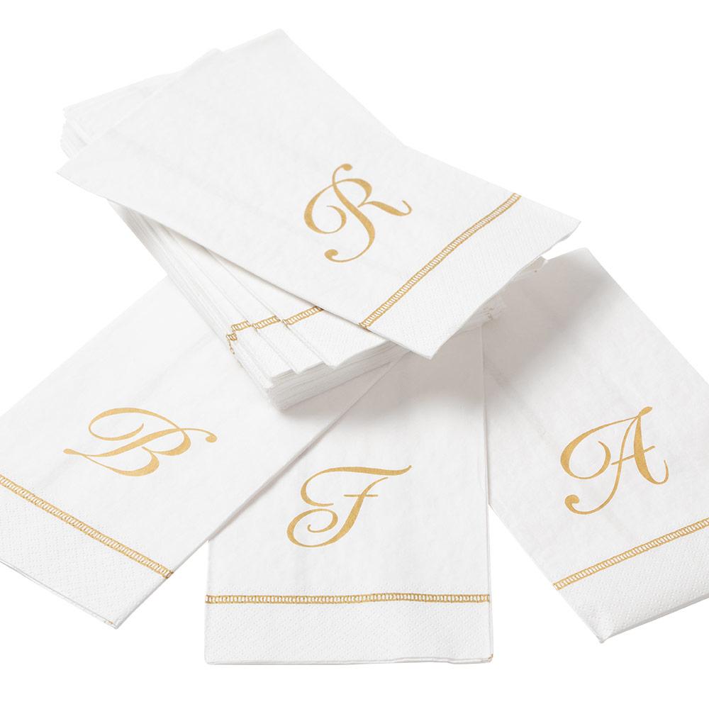 Hemstitch Script Single Initial Paper Guest Towel Napkins