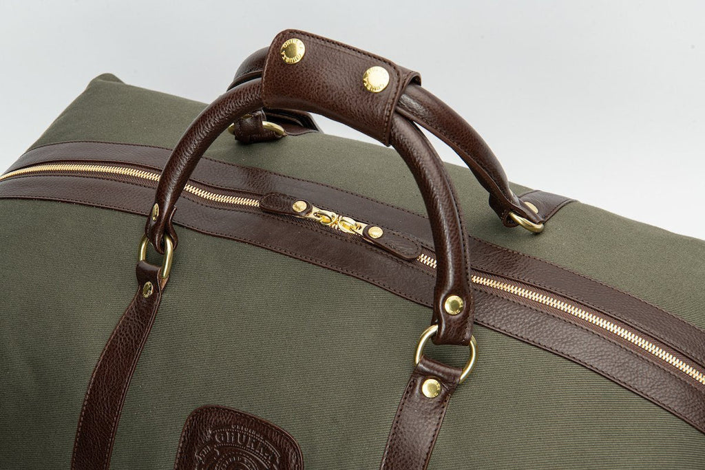 americana leather zip top backpack orvis Cavalier III No. 98 Duffel Bag in Twill and Vintage Leather