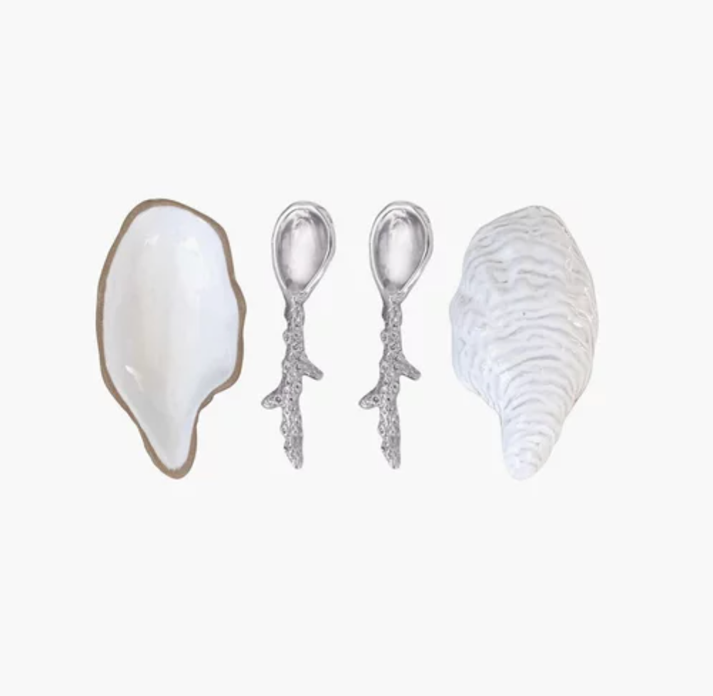 Ceramic Oyster And Spoon Set | Mariposa