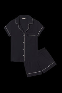 Gisele Shortie PJ Set in Black/Sorbet