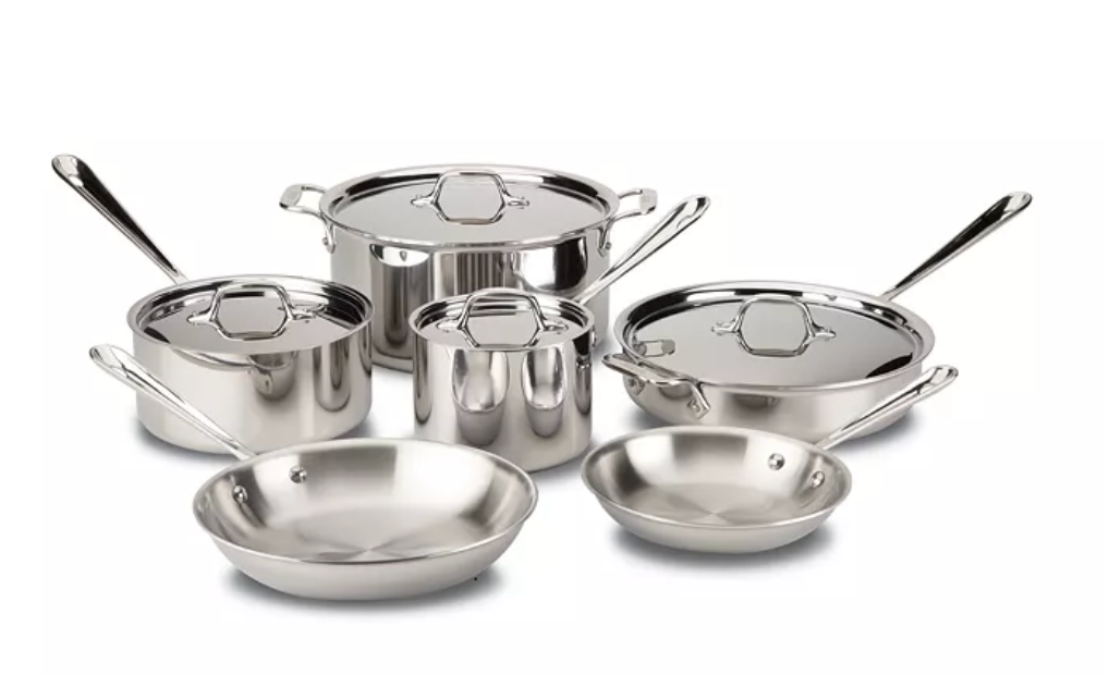 All-Clad D3 Stainless Steel 3-Ply Bonded 10-Piece Cookware Set