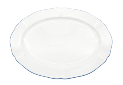 Amelie 14 in. Oval Platter with a Royal Blue Rim