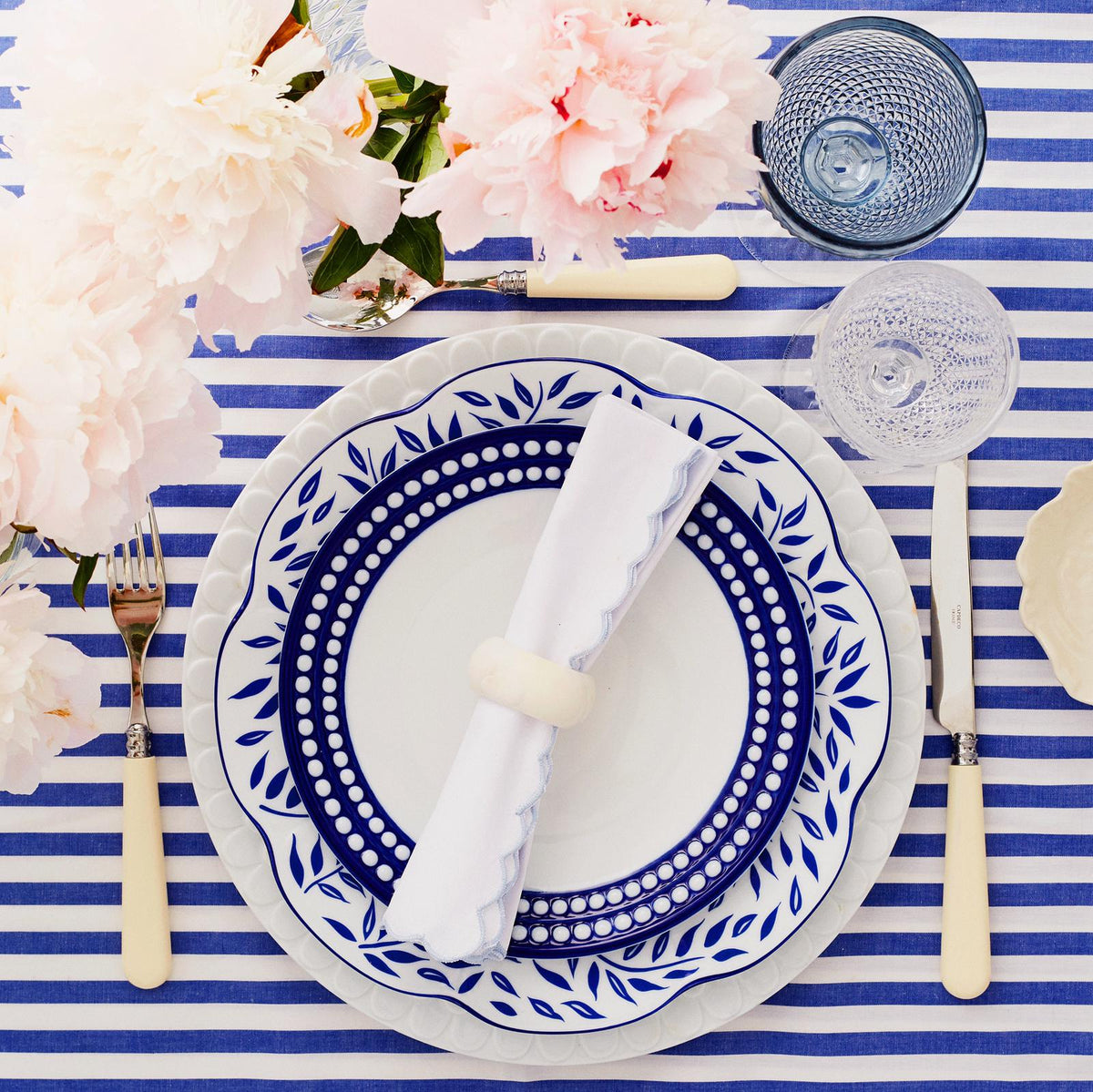 Spring Leaves in Blue Dinner Plate