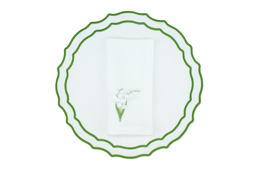 White Lily Linen Napkin and Vidro Placemat, Set of 4