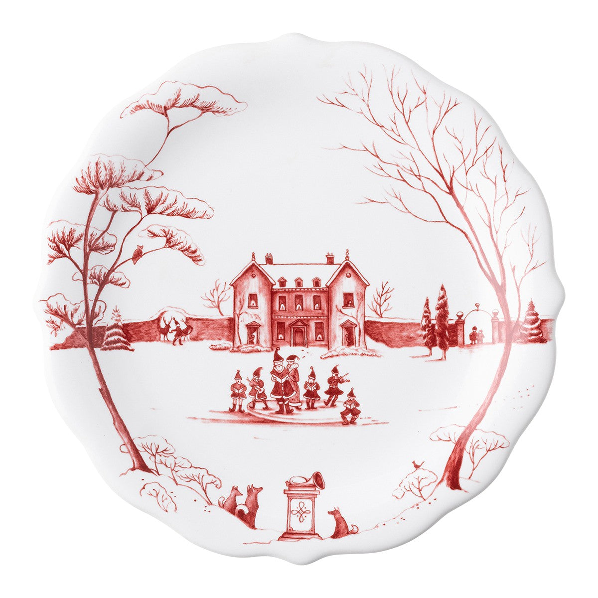 Country Estate Winter Frolic Ruby "Mr. & Mrs. Claus" Party Plates, Set of 4