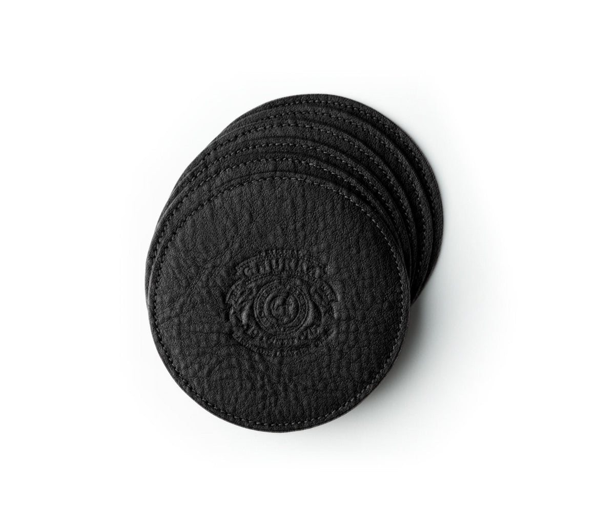 Leather Coaster Set | Vintage Black Leather - Ghurka