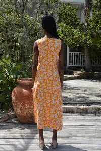 Swing Dress in Orange Frangipani