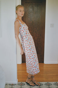 Long Slip Dress in Red Bougainvillea