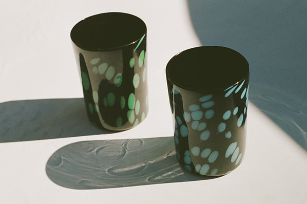 CristaSeya Blue poka dot cup