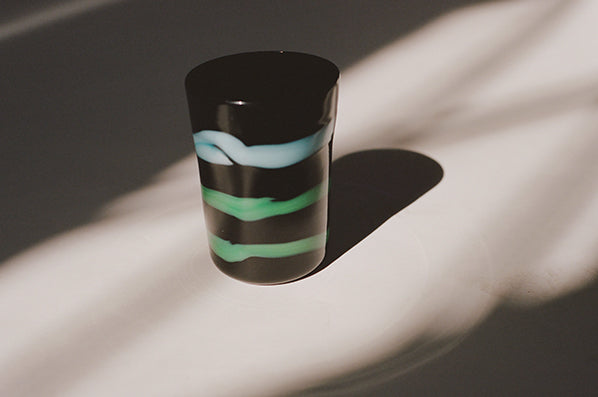 CristaSeya Cup in Cyan and green stripes